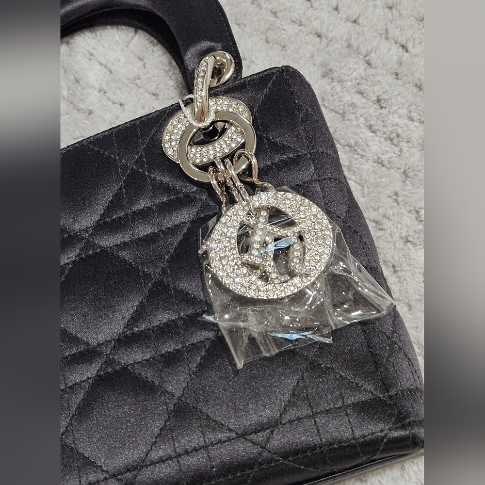 Dior Mini Crystal Lady Dior Cannage Handbag Princess Diana Satin Bag w Strassing - Picture 6 of 16